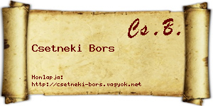 Csetneki Bors névjegykártya